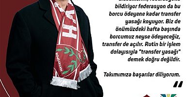 BAŞKAN SAVAŞ: A.HATAYSPOR'UN TRANSFER YASAĞI DİYE BİR SORUNU SÖZ KONUSU DEĞİL 